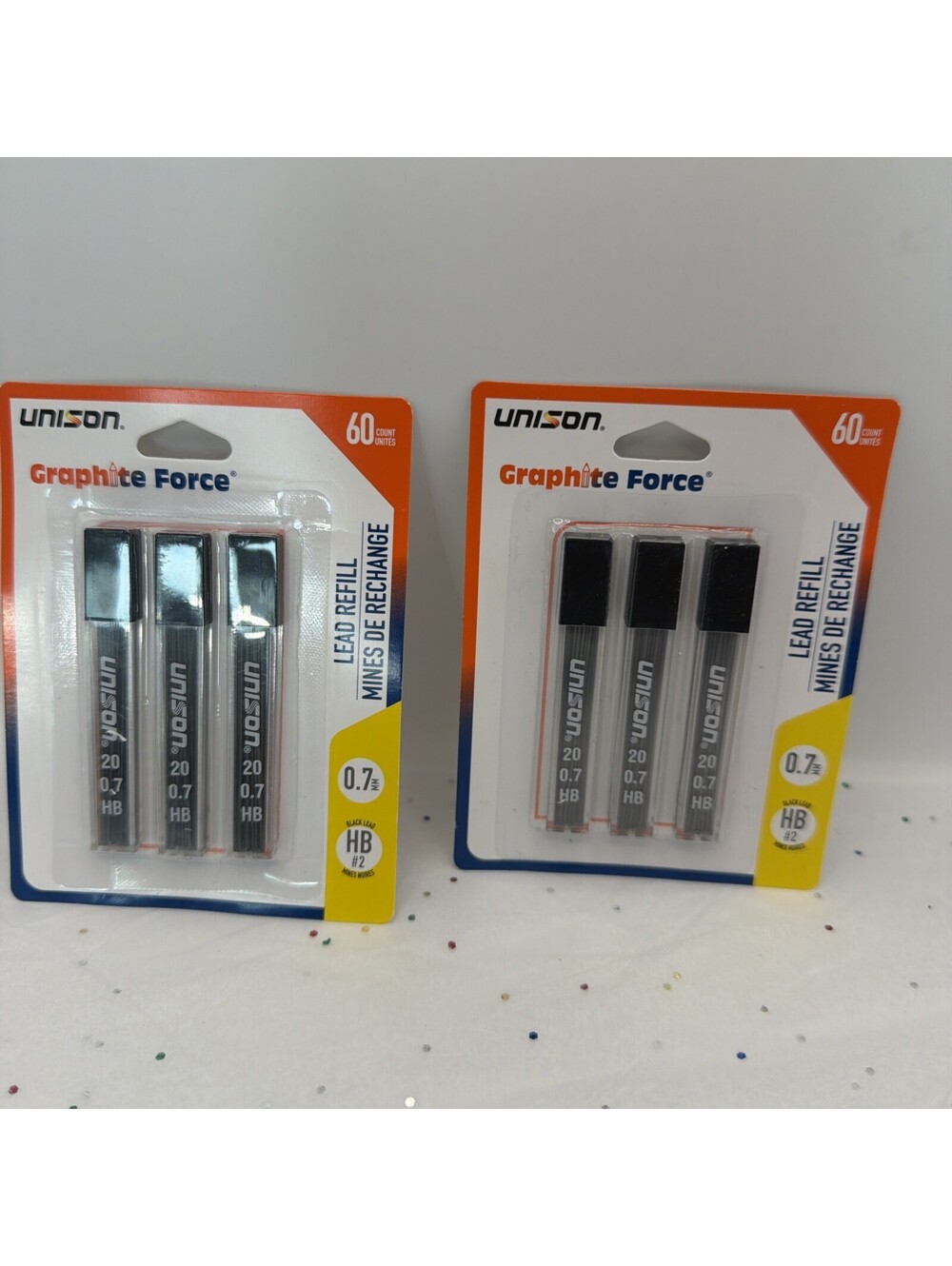 2X UNISON GRAPHITE FORCE 60 COUNT EACH LEAD BLACK REFILL 0.7 MM